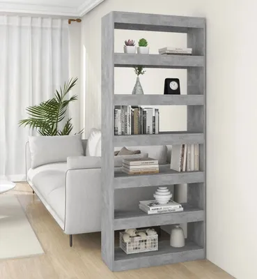 Produktbild von vidaXL Bücherregal/Raumteiler Betongrau 80x30x198 cm Holzwerkstoff - Bücherregal - Bücherregale - Bücherschrank - Lagerregal