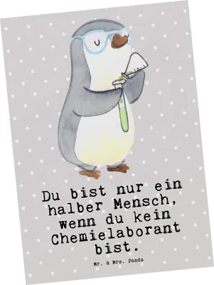 Produktbild von Mr. & Mrs. Panda Postkarte Chemielaborant Herz - Grau Pastell - Geschenk, Wissenschaftler, Spruch, Labor, Beruf, Ansichtskarten, Witzig, Fotokarte, Ansichtskarte