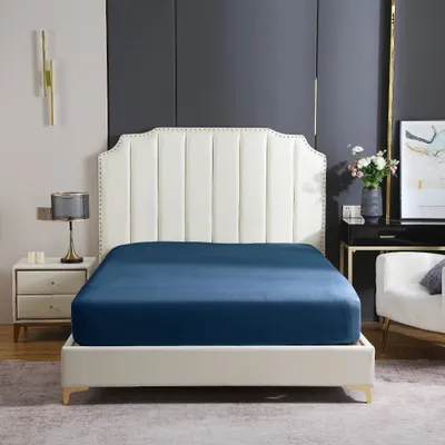 Zdjęcie produktu dla Prześcieradło SATYNA 90x200x30 Granatowe z Gumką, Oeko-Tex Standard 100