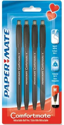 Image de Papermate 2027697 PAPER MATE Kugelschreiber Comfortmate RT 4er M schwarz Blister
