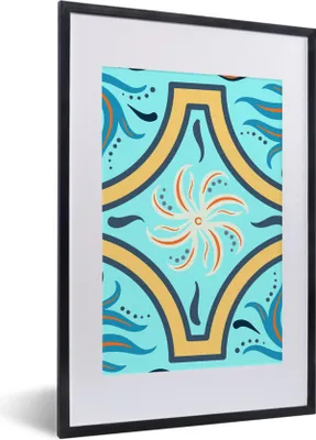 Produktbild von MuchoWow® MuchoWow® Gerahmtes Poster Blume - Blätter - Rahmen - Blau 40x60 cm - Poster mit zchwarzem Bilderrahmen - Poster in Rahmen