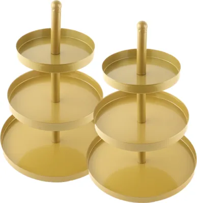 Produktbild von OTIX Etagere 3-stufiges Set aus 2 Servierturm Servierschale Gold Metall.
