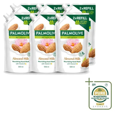 Productafbeelding van 6 x Palmolive Naturals Handzeep Navulverpakking Amandelmelk, 500 ml - Voordeelverpakking - 6 stuks