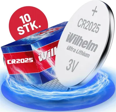 A product shot of button cell batteries and their packaging, with a blue energy-like effect around them.