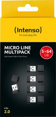 Zdjęcie produktu dla Intenso Micro Line, 64 GB, USB Typu-A, 2.0, 16,5 MB/s, Pokrywka, Czarny