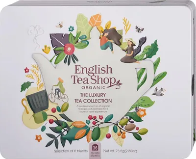 ZESTAW HERBAT I HERBATEK LUKSUSOWYCH BIO W PUSZCE (THE LUXURY – 6 SMAKÓW) (36 x 2,04 g) 73,5 g - ENGLISH TEA SHOP ORGANIC