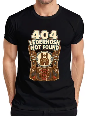 Productafbeelding van 404: Lederhosen niet gevonden. Grappig Oktoberfest-shirt. Wiesn (Oktoberfest)-lederhosen, dirndl, heren T-shirt, zwart, 3XL