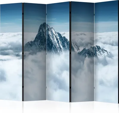 Produktbild von Akusticher Raumteiler Landschaft Foto Paravent 225x172 cm beidseitig auf Vlies-Leinwand bedruckt Akustikschaum Trennwand Spanische Wand Sichtschutz Home Office Gebirge Himmel c-C-0274-z-c