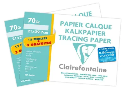 Obrázok produktu pre Clairefontaine 196853AMZC, 2 priečinky formátu A4, 30 listov priehľadného papiera, gramáž 70 g