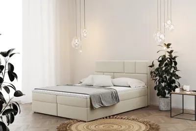 Produktbild von Boxspringbett Schlafzimmerbett CALVIN 120x200cm in Stoff Matt Velvet Creme