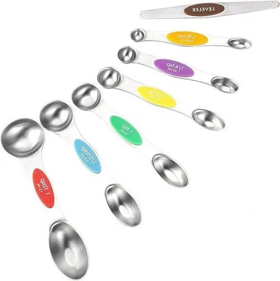 Produktbild von Edelstahl-Magnetmaßlöffel-Sets aus 7 Teilen - Kräuterpflanzenschalen