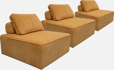 Produktbild von sweeek - 3er-Set Sessel für modulares Sofa Cordbezug - Senfgelb