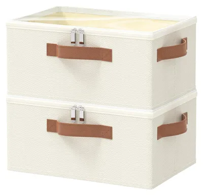 2er-Set Aufbewahrungsboxen 38x26x15 cm faltbar beige