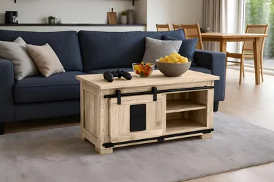 Produktbild von Couchtisch Akazienholz massiv eichefarben Sofatisch 110 x 45 x 70 cm LIBRO