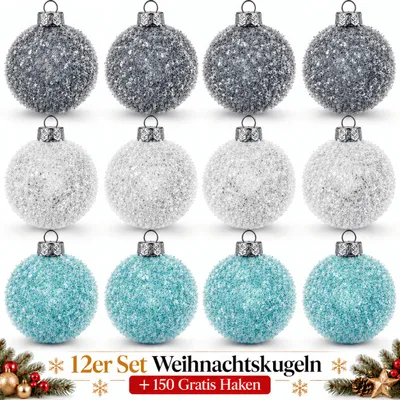 Produktbild von Weihnachtskugeln 12er Set Plastik Christbaumkugeln Christbaumschmuck Kugeln 2277