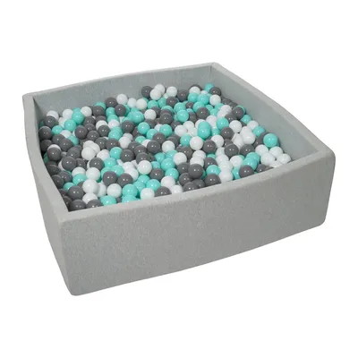 Produktbild von Bällebad für Kinder, 120x120 cm, Spielplatz + 1200 Bälle weiß, grau, türkis