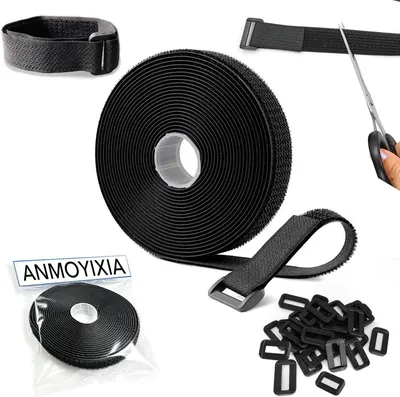 Produktbild von Klettband – 5 m x 2 cm – Klettband mit 25 Befestigungselementen – Klettverschluss – Verstellbare Kabelbinder