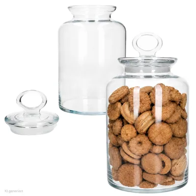 Image de Lot de 2 bocaux de conservation KIT, bocaux en verre de 2,64 L avec couvercle, bocaux à bonbons et à biscuits