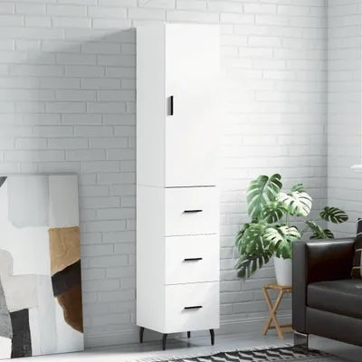 Image de vidaXL Highboard blanc 34,5x34x180 cm Bois composite