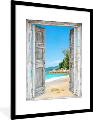 Produktbild von MuchoWow® Gerahmtes Poster Strand - Aussicht - Sommer - Tropisch 60x80 cm - Poster mit Schwarzem Bilderrahmen Wandposter Rahmen Foto Bilder - Wohnzimmer - Dekorationen - Prämie