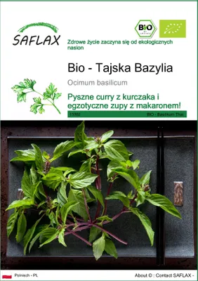 Zdjęcie produktu dla SAFLAX - Bio - Tajska Bazylia - 250 Nasiona - Ocimum basilicum
