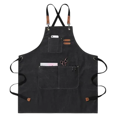 Produktbild von Kochschürze Herren Damen, Grillschürze Küchenschürze mit 2 Taschen, Schwarz
