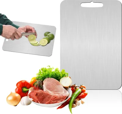 Produktbild von Edelstahl Schneidebrett - BPA-frei - Titanbeschichtung - 39 x 28 cm