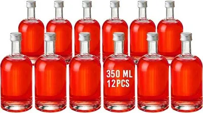 Obrázek produktu pro Skleněné lahve – čiré – 350 ml – se šroubovacím uzávěrem – vhodné pro nápoje a oleje
