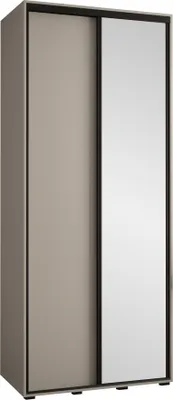 Produktbild von MIRJAN24 Schiebetürenschrank mit Spiegel Dakota 3 120 cm, Kleiderschrank mit zwei Kleiderstangen, zwei Schwebetüren (Farbe: Cashmere / Cashmere + Schwarz)