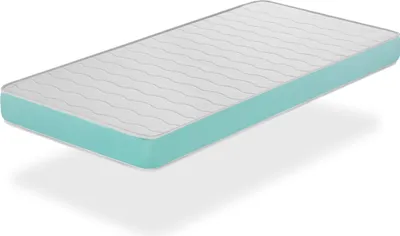 A mattress is shown floating against a white background.