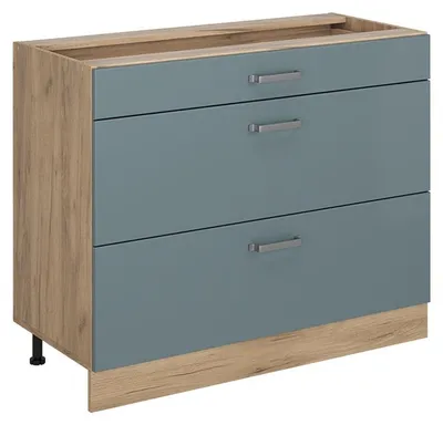 Obrázok produktu pre Kuchynská spodná skrinka Vicco R-Line Modrošedá/Dub Goldkraft 100 cm bez pracovnej dosky, Model 71639
