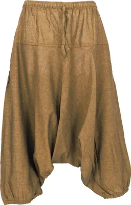 Produktbild von Aladinhose, Pluderhose, Shorts, 7/8 Länge - Mustard, Damen, Braun, Baumwolle, Größe: S/M