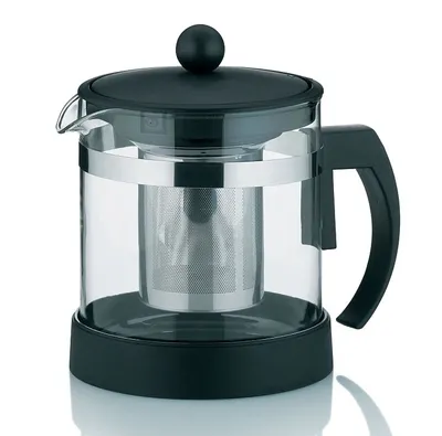 Produktbild von Kela 11458, Einzelne Teekanne, 1000 ml, Schwarz, Glas, 160 mm, 12,5 cm