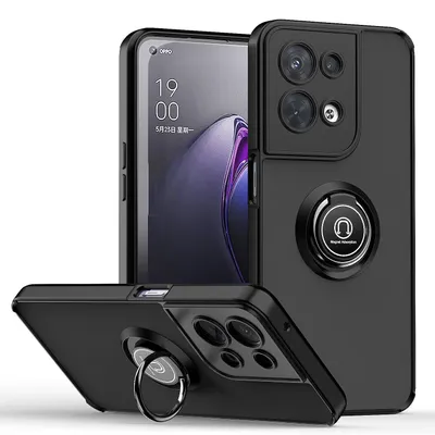 Obrázek produktu pro Pouzdro pro OPPO Reno8 Pro+ matné průsvitné TPU pouzdro s prstencovým držákem a stojánkem Černý
