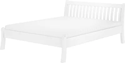 Produktbild von Gästebett Doppelbett Echtholzbett 160x200 hohe Sitzkante Kiefer massiv weiß V-60.61W-16Federholzrahmen und Matratze inkl.