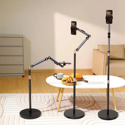 Immagine prodotto di Supporto da terra per cellulari e tablet - K10 - Regolabile in altezza e inclinazione - Pieghevole - Rotazione a 360° - Base antiscivolo - Robusta struttura in metallo - Rosso