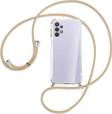 Produktbild von Handykette Backcover-Schutzhülle mit Band (Metall silberfarben) für Samsung Galaxy A32 5G - caramel