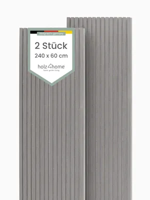 Produktbild von holz4home® Akustikpaneele 240x60cm Dunkelgrau 2er Set I Filz Hellgrau I Wandpaneele Innenverkleidung Wandpaneele in Holzoptik I Holzpaneele