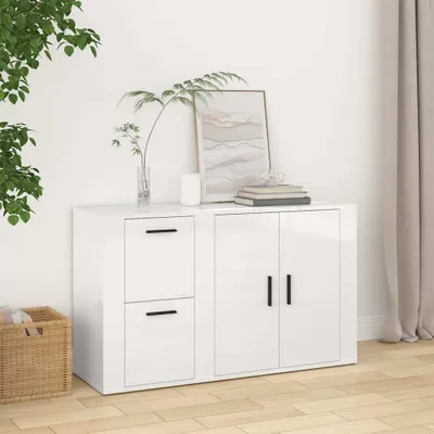 Zdjęcie produktu dla vidaXL Kredens biały wysoki połysk 100x33x59,5 cm materiał drewnopochodny