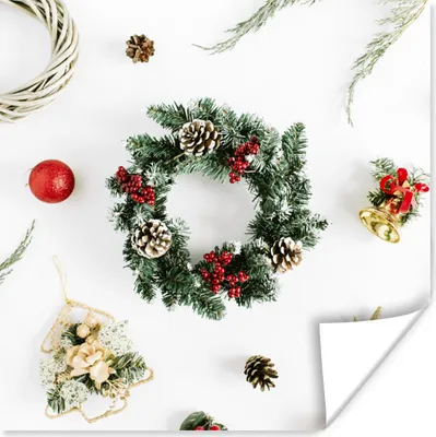 Produktbild von MuchoWow® Poster Winter - Weihnachten - Kranz 75x75 cm - Wand Dekoration