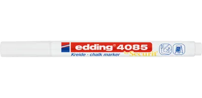 Produktbild von edding 4085 Kreidemarker - weiß - 1 Kreidestift - Rundspitze 1-2 mm - dünner Kreidestift für Tafel abwischbar - zum Beschriften von Fenster, Glas, Spiegel - Tafelstift mit deckenden Farben