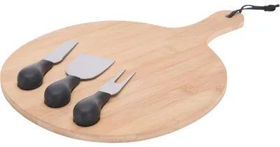 Produktbild von Käse-Servierplatte Excellent Houseware, Bambus, 25 cm, braun/schwarz