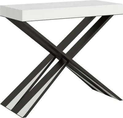 Image de ITAMOBY - Console extensible 90x40/300 cm Diago frêne blanc pieds anthracite