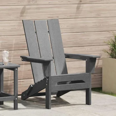 Produktbild von Faltbarer Adirondack-Gartenstuhl in Hellgrau, 80,5 x 74,5 x 92 cm, aus HDPE mit robuster Bauweise