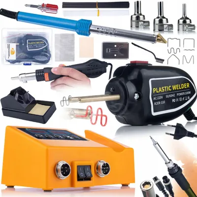 Produktbild von Rosfix Set Orange Husky OH660, Strong Cosmico RSC100W, Blue Lark BL80W – Lötstation 2in1 Hot-Air 660W, Kunststoffschweissgerät 100W, Lötkolben 80W | LED-Anzeige, PID-Regelung, 400 Klammern, Zubehör | Für Elektronik, Kunststoffreparatur, Werkstatt