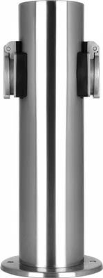 Produktbild von Grafner Edelstahl Design Gartensteckdose mit 2 Steckdosen, IP44, rund, Klarlack-Beschichtung, Energiesäule Mehrfachsteckdose Outdoor Metall Außensteckdose 2-fach