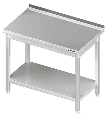 Image de Table de travail avec étagère de base et intermédiaire, 1600x700x850 mm, avec rebord, soudée