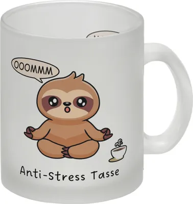 Produktbild von Anti Stress Faultier Glas Tasse