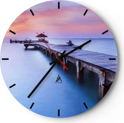 Produktbild von Wanduhr - Rund - Glasuhr - Strand Wasser Meer Urlaub - 40x40cm - Schleichendes Uhrwerk - Lautlos - zum Aufhängen bereit - Dekoration Modern - Wanddekoration aus Glas - C3AR40x40-2450