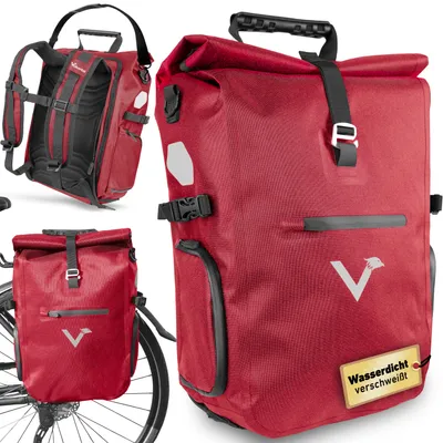 Produktbild von Valkental® ValkPro 3in1 Fahrradtasche, Rucksack & Umhängetasche- 23L - rot